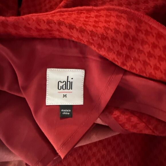 Cabi Celebration jacket womens size medium red houndstooth ruffle collar one but - Picture 7 of 11
